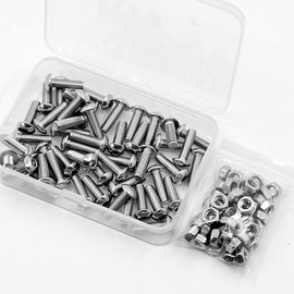 (50 Sets) M5-0.8 x 10mm Socket Head Cap Screws and Nuts Set 304 Stainless Steel 18-8 Button Head Bolts