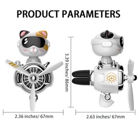 DUHKHAS Car Air Freshener, Cute Cat Vent Clip Automotive Air Outlet Fan Diffuser, Car Interiors Vent Decoration (Shake Head Style - Cat, Ocean Scent, White)
