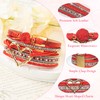 GZJINYUAN Heart Leather Wrap Bracelet, Boho Layered Cuff Bangles with