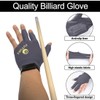 DLPRK 2 Snooker-Handschuhe, verstellbare Nylonhandschuhe, Dreifingerhandschuhe, atmungsaktiv, grau (Linke Hand)
