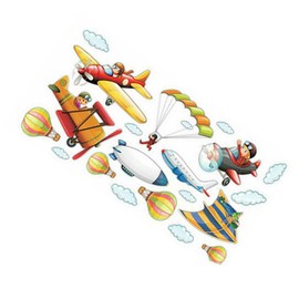 IWOWHERO Creative Airplane Wall Stickers Easy to Apply Removable Decals for Nursery Living Room Safe Material Fun Graffiti Decoration for Smooth Surfaces