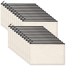 Yoiimiya 24Pieces Craft DIY Canvas Pen Pencil Case- Invoice Bill Bag Makeup Bag Cosmetic Bag Toiletry Pouch