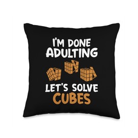 Done Adulting Let's Solve Cubes Speedcubing Cuber Throw Pillow