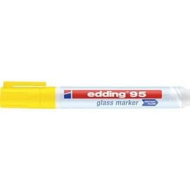 edding 95 glass marker - yellow - 1 glass pen - round nib 1.5-3 mm - washable window marker pen - for writing and marking on glass surfaces, windows, glassboards, whiteboards - dry-wipeable