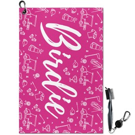 awufncksn Pink Golf Towel Golf Accessories for Men and Women Funny Golf Gifts for Golfers -Brush Tool Kit with Club Groove Cleaner and Carabiner Clip