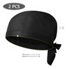 Cabilock 2pcs Black Tie Back Working Caps Adjustable Hats Chef