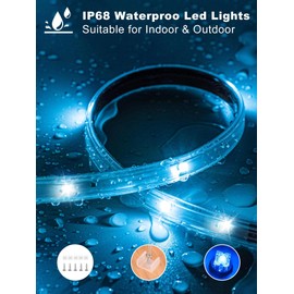 Ledagic 398ft (2*199ft) Outdoor Led Strip Lights Waterproof, Ip68 Outside Led Light Strip Waterproof with Remote and App Control, Exterior Led Rope Lights Music Syne RGB Strip Lights for Party Decor