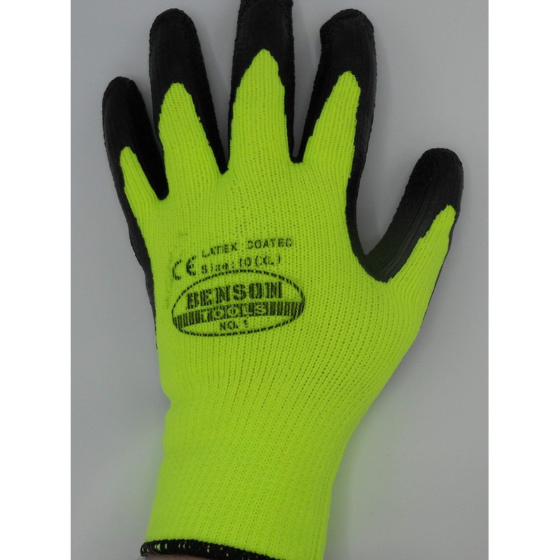 Work Gloves Garden Gloves Winter Latex Yellow and Black Size