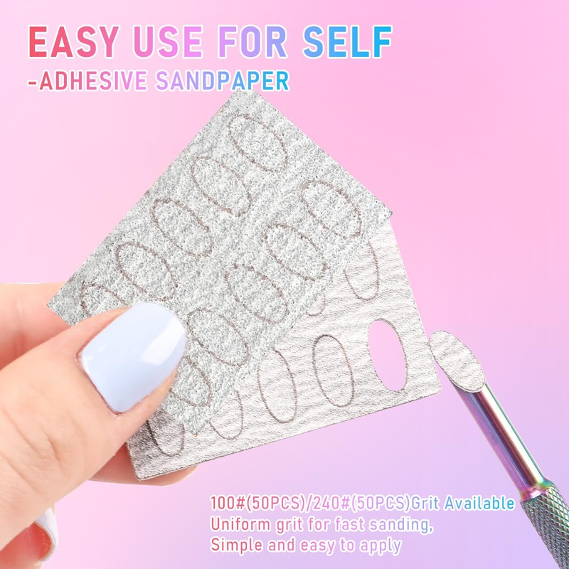 Dual Ended Cuticle Remover,Pre-Treatment Cuticle Pusher with 100#/240# Grit Sandpaper