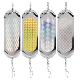 4pcs Reflective Fishing Dodgers, 4.6 Inch Dodger Trolling Flashers Trolling Flashers Fishing Lures for Salmon Halibut Lake Trout Anglers Must-Have Accessory