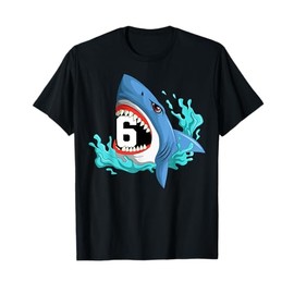 6 Shark Birthday Animal Themed Bday Party Celebration T-Shirt