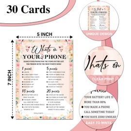 Foosproea Bridal Shower Games, Wedding Shower Game Card, Blush Pink Boho Floral Romantic Engagement/Bachelorette Party Ideas Activities Supplies Decorations(30 Cards) - A01