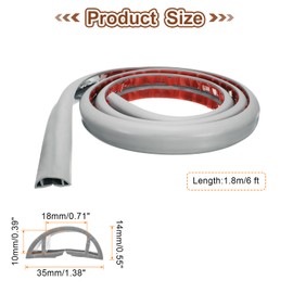 HARFINGTON 6ft Cord Cover Floor W0.71 x H0.39 Inner Channel PVC Hide Extension Cable Floor Wire Hider Wire Covers Protector for Prevent Cable Trips Cables Management, Grey