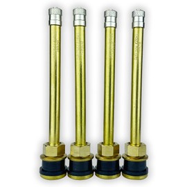 Haltec Four TR573A 4 3/8 inch Straight Truck and Bus Tire Brass Valve Stems for 22.5 and 24.5 Wheels with 0.625 (5/8 inch) inch Valve Holes. TV-573A Valve Stems.