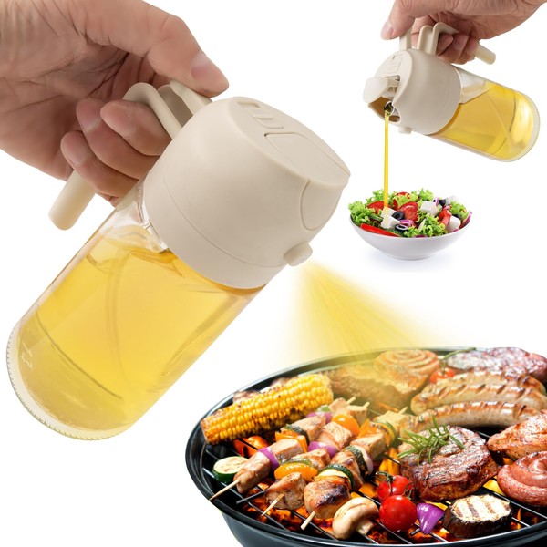 mqnxoi 2 in 1 Glass Oil Sprayer & Dispenser, 470ml