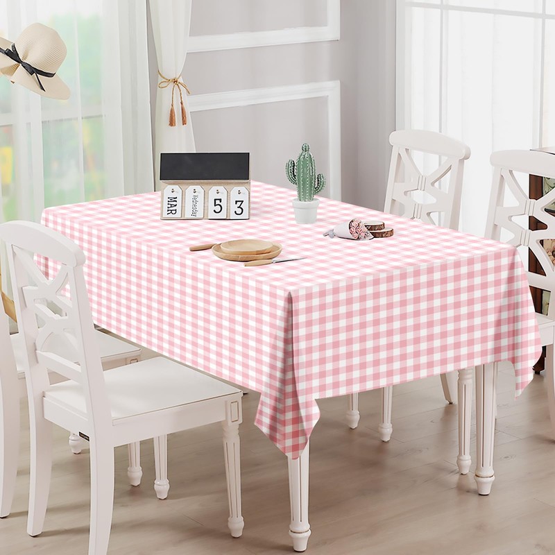 FALIZIFU 2 Pack Pink Gingham Tablecloth 54 × 108 Inch
