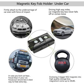 1PK Black Magnetic Key Holder Under Car Vehicle Truck,Hide A Spare Key GPS Magnetic Case Lock Box,Indoor&Outdoor Used