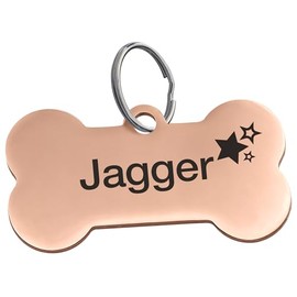 Cmart555 Stainless Steel Laser-Engraved Dog ID Tags (Rose Gold, Stars)