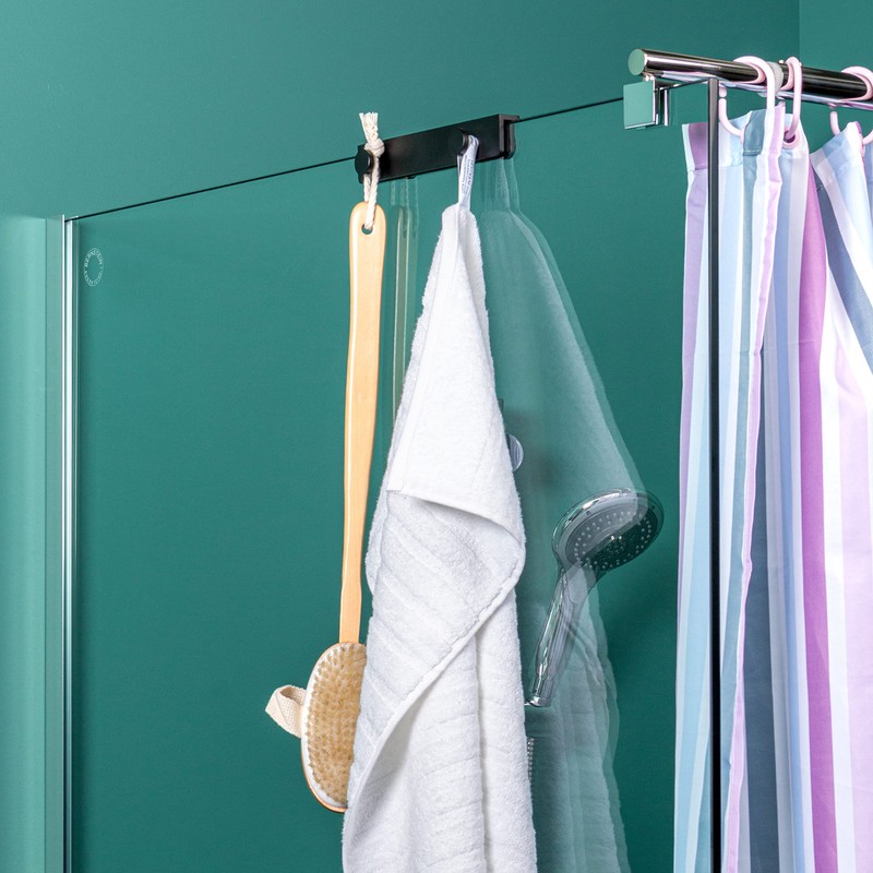 Glass Shower Wall Hook Rack Double Hook Rack with 4