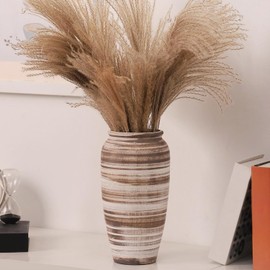 ROLLSCERAY Rustic Ceramic Vase, Farmhouse Flower Vase, Large Terracotta Vase, Decorative Pottery Vase for Home Decor, Distressed Vase for Table, Living Room, Shelf Decor, Mantel, 10.6 Inch