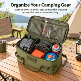 Camping Gas Canister Storage Bag for Outdoor Use – Large Organizer for Cookware, Tools and Picnic Accessories