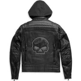 Men’s Genuine Cowhide Top Grain Premium Passing Link Black Leather Biker Jacket Motorcycle Vents Cafe Racer Jacket (US, Alpha, 4X-Large, Regular, Regular, Black Removable Hood Jacket)