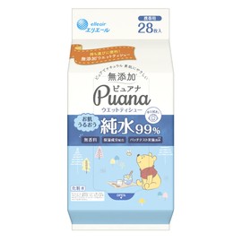 Elleair Puana Wet Wipes, 99% Pure Water, Portable, 28 Sheets (Disney Design)