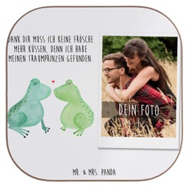 Mr. & Mrs. Panda Personalisierter Foto Untersetzer Frosch Liebe - Geschenk, Heiratsantrag, Verliebt, Freundin, verliebt, Liebesbeweis, Kuss,
