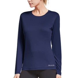 BALEAF Women's Long Sleeve Running Shirts Quick Dry Workout Shirts Navy Size M