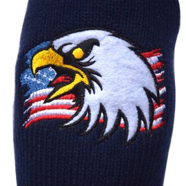 LOXASUM USA Flag Eagle Embroidered Knitted Golf headcovers for 460cc Driver Wood POM POM Head Club Covers