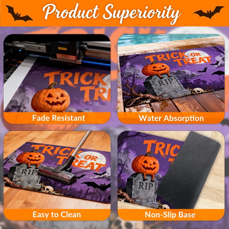 Halloween Door Mat, Welcome Mat for Home, 30"x17" Door Mat