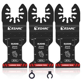EZARC Multi-Tool Replacement Blades, Carbide & Metal, For Cutting Wood Hard, Long Life, Blade Thickness: 0.05 inches (1.2 mm), Pack of 3