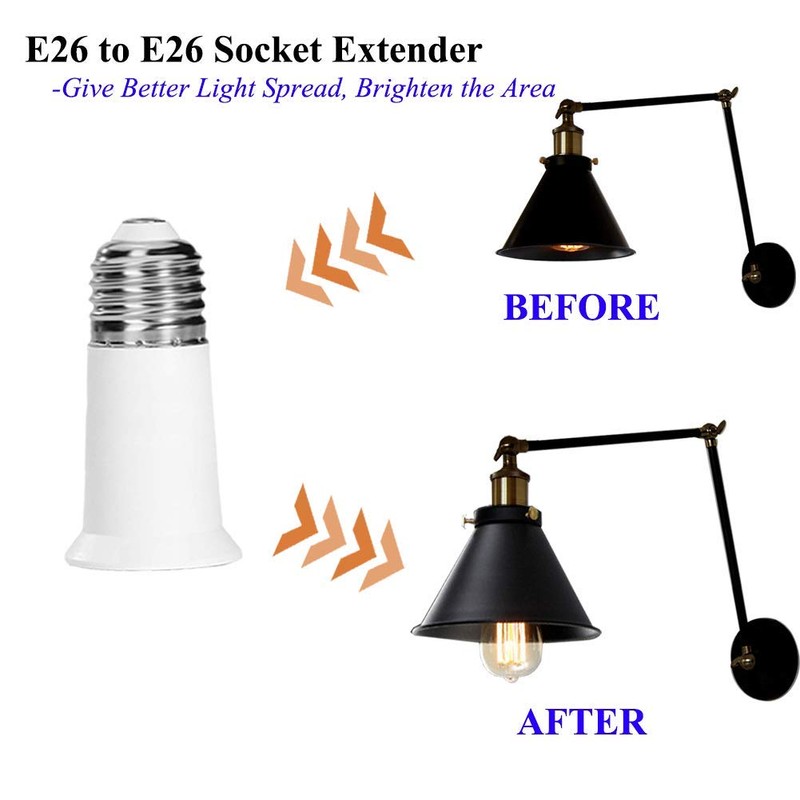 SumVibe E26 Socket Extender, E26 to E26 Lamp Socket, 5CM/1.97