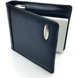 Fin Samsonite Mens Slim & Soft Luxury Premium Quality Leather Wallet | Includes Mini Pen & Notepad, A7 | 5 Card Holder, 10.5cm x 10cm x 2cm | Black