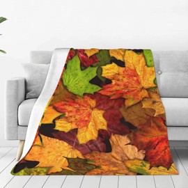Fall Maple Leaves Throw Blanket Cozy Soft Autumn Thanksgiving Blanket for Couch Sofa Chair Bed Fuzzy Thermal Fleece Travel Blankets 60 X 50 in Home Holiday Decoratives