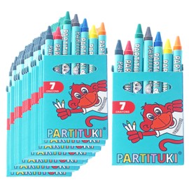 Partituki Party Favours for Children. 20 Boxes with 7 Assorted Crayons per Box. Pinata Birthday Gifts for Kids. Non Toxic EU Certified.