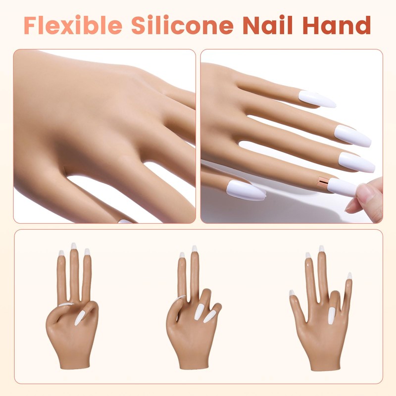 Wilfniee Practice Hand for Acrylic Nails Kit: Fake Silicone Hands