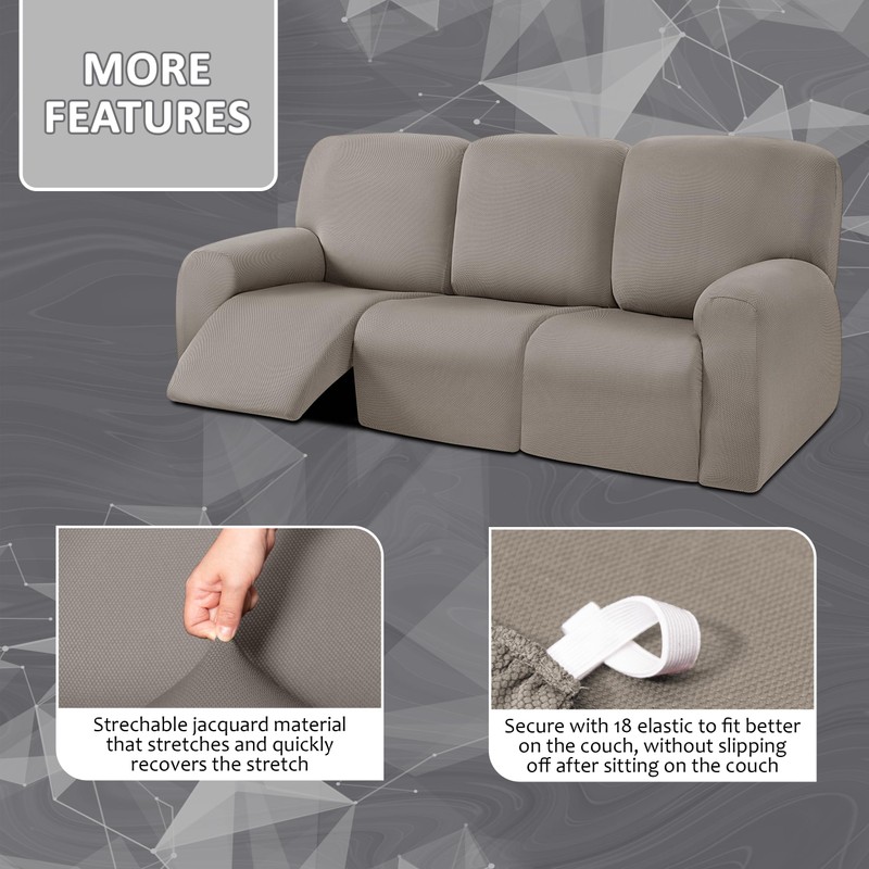 ULTICOR 8-Pieces Recliner Sofa Covers, Yarn Dyed Stretch Reclining Couch