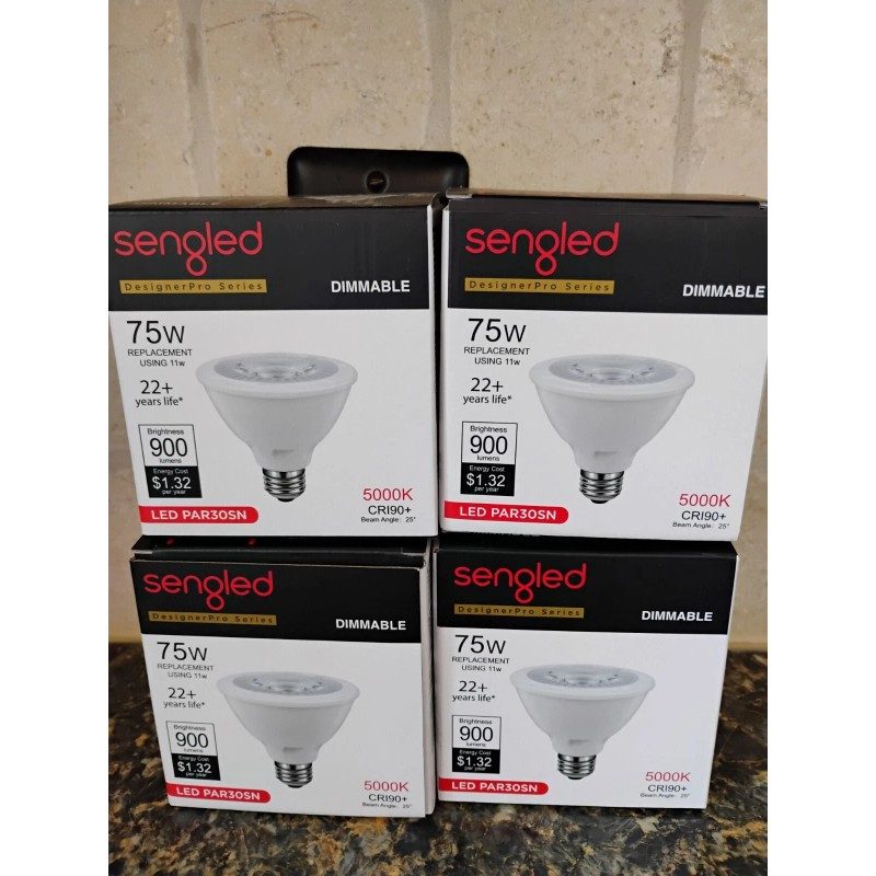 Sengled LOT OF 4 Sengled DesignerPro Series Dimmable 75W LED