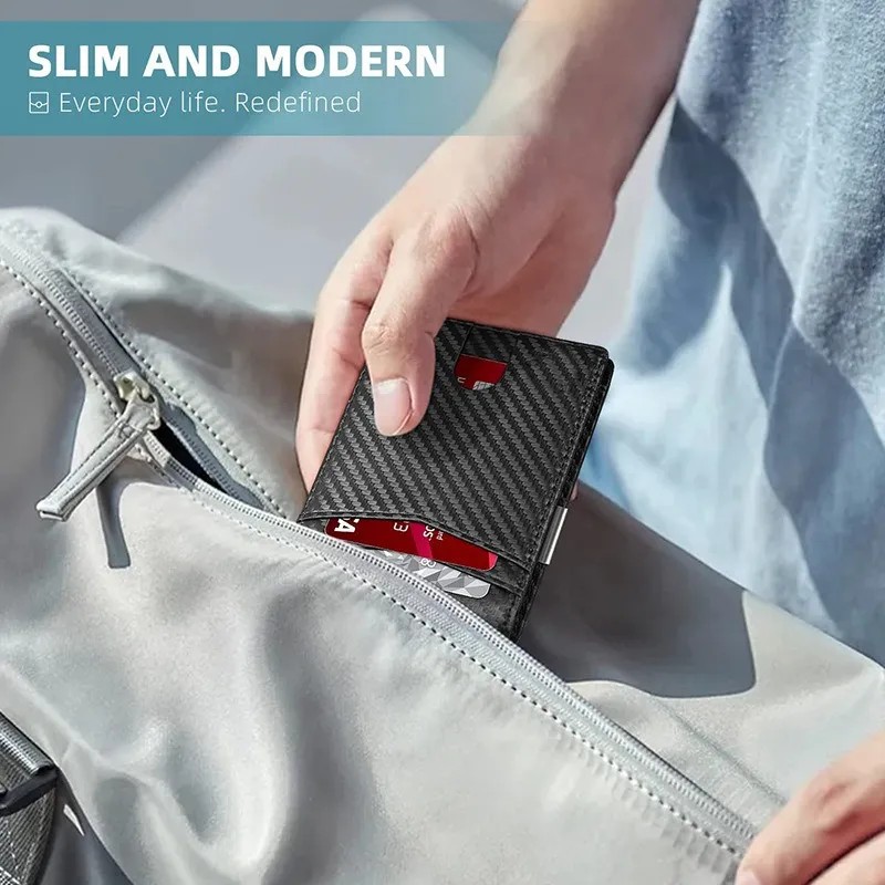 Cartera Hombre Minimalista Rfid Bloqueo Con Clip De Billetes