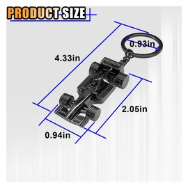 KITUREK 3D F1 Race Car Keychain, Zinc Heavy Duty Racing Model Keychain, Car Key Ring Present for Father Husband Boyfriends (Black)