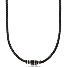 David Galvani Leather Necklace for Men with Pendant - Includes Jewellery Box - Gift Idea for Men (50, Titanium Forge)