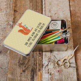 Mr. & Mrs. Panda Rectangular Metal Tin Squirrel Flower - Gift, Saying Decoration, Good Mood, Funny Sayings, Motivation Pictures, Storage Tin