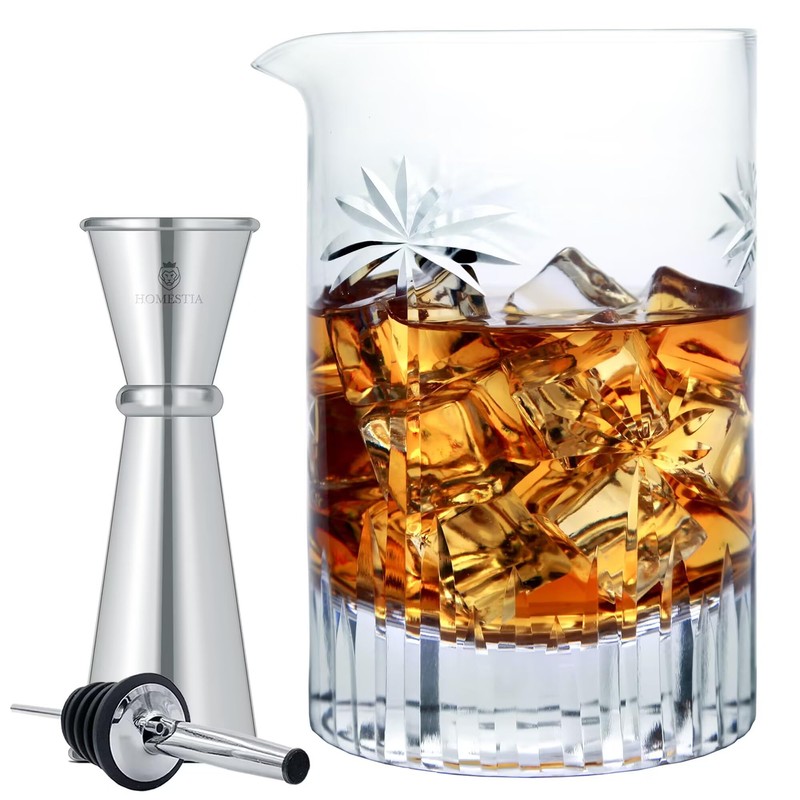 Homestia Cocktail Mixing Glass, 24 oz Weighted Old Fashioned Glass