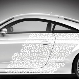 Finest Folia Set of 6 DIN A4 Sheets Car Stickers Leopard Pattern Motorcycle Bus Sticker Car Accessories Leopard Print Tuning Decor Design Film K172 (White)