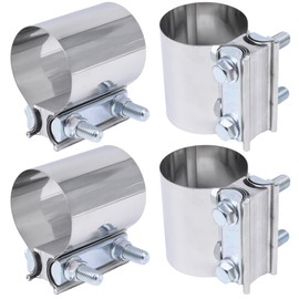 Exhaust Pipe Clamp 4.0 Inch Butt Joint Exhaust Clamp for 4'' OD Pipe with Seal Band Clamp Sleeve 3 Inch Width Aluminized Steel Plate (4PCS)