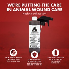 Topical Wound Spray Refill w/Spray Trigger 16oz - Horse Essentials for Rapid Healing of Cuts & Wounds on Equine & Pets - Key in Horse Care Supplies, Equine First Aid Kit & Pet First Aid Kit for Dogs