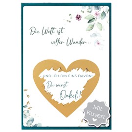 Joli Coon Scratch Card ‘Du wirst Onkel’ with Envelope, Pregnancy Announcement, Uncle Scratch Cards