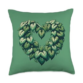 Heart Wreath Pothos plant mom Throw Pillow