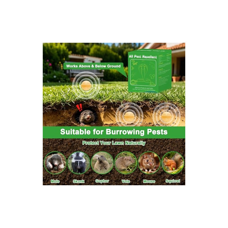 36Pack Mole Repellent - Natural Mole Deterrent for Yard, Garden
